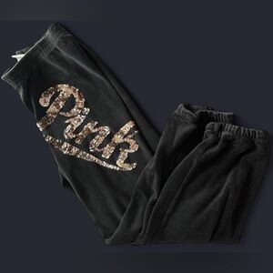 SOLD Victoria’s Secret PINK velour bling sequin sweatpants /track pants